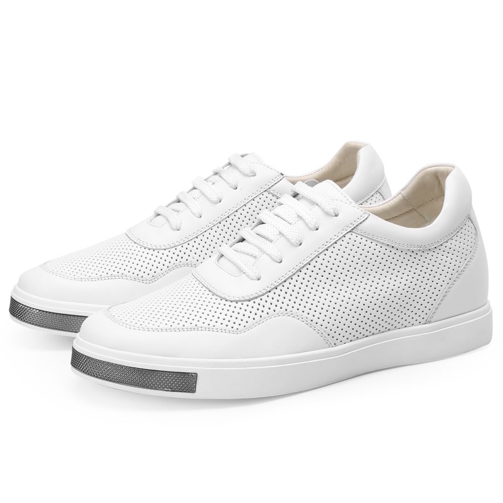 STRIDE White Height Increasing Sneaker - Casual Sneakers That Add Height - Elevator Sneakers For Men 6CM/2.36 Inches (37)