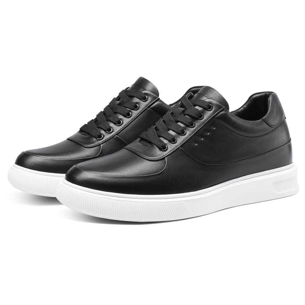 STRIDE Height Elevator Shoes - Height Increasing Shoes For Men - Black Casual Sneakers 6 CM / 2.36 Inches (37)