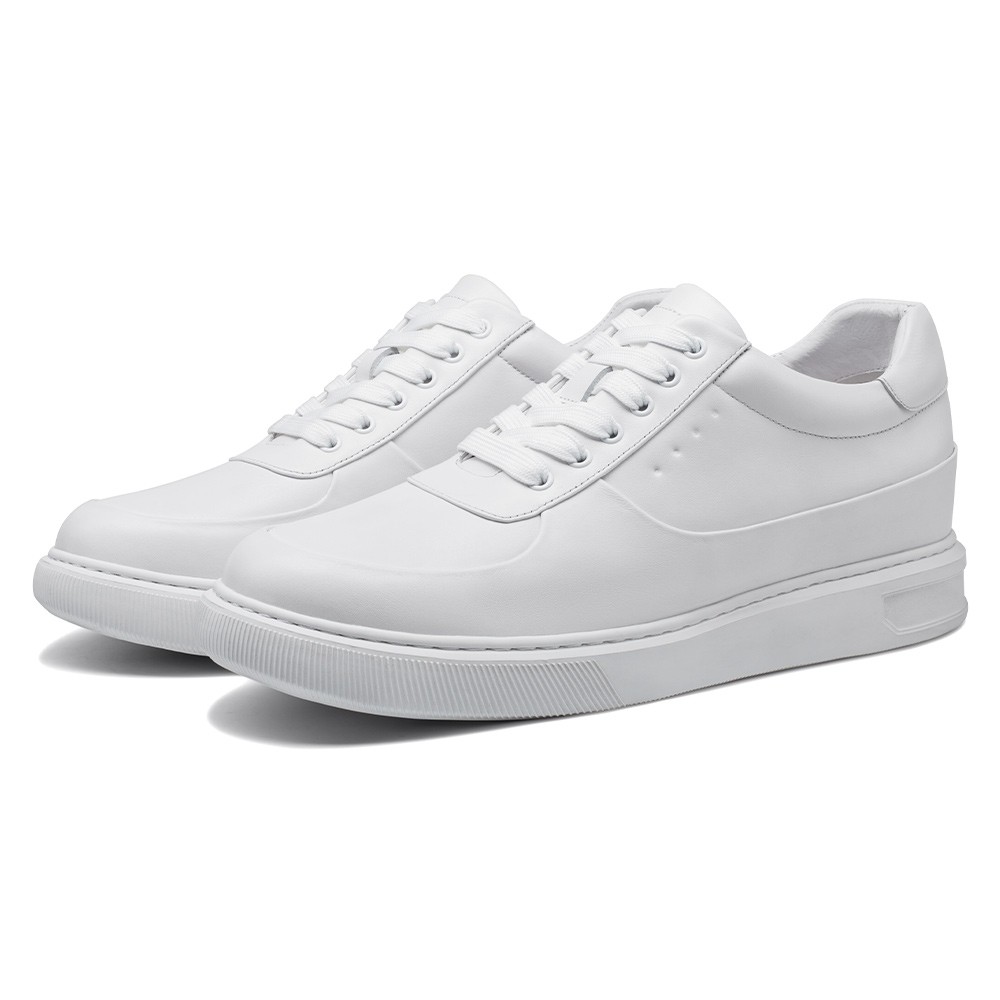 STRIDE Height Elevator Shoes - Height Increasing Shoes For Men - White Casual Sneakers 6 CM / 2.36 Inches (37)