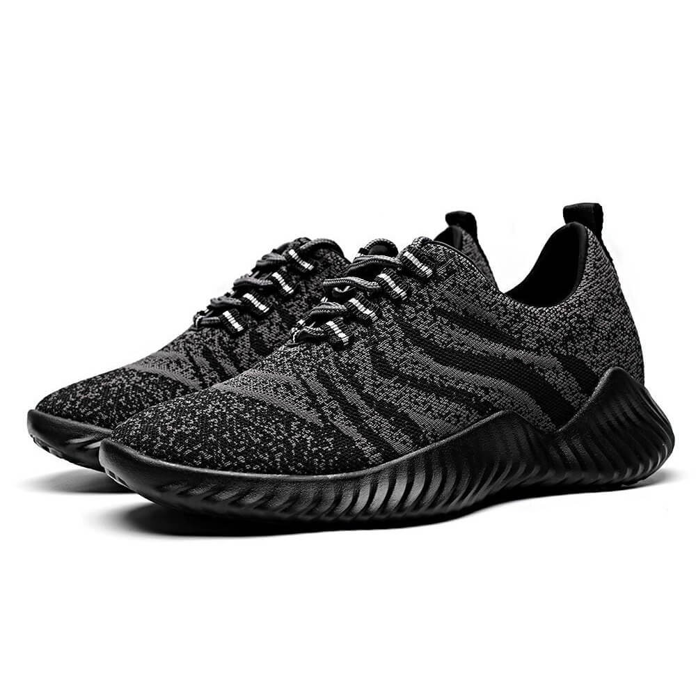 STRIDE Height Increasing Trainers Knit Elevator Sports Shoes Lightweight Men Taller Shoes Gray / Knit 6CM / 2.36 Inches (37)
