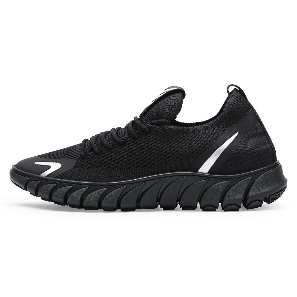 STRIDE Men Elevator Shoes Sneakers - Black Height Increasing Sneakers - Shoes That Make You Taller 6 CM / 2.36 Inches (37)