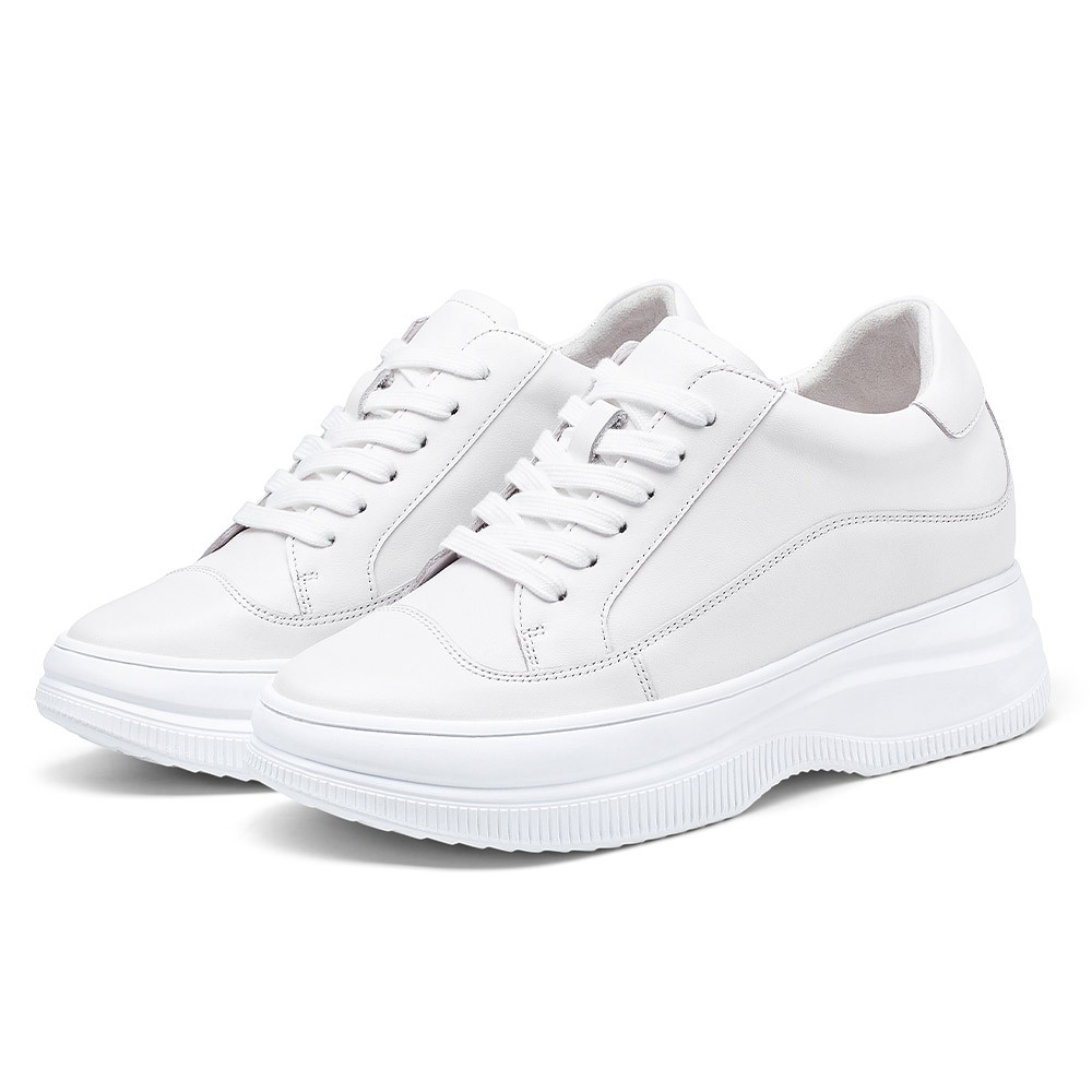 STRIDE Elevator Sneakers For Women - Hidden High Heel Shoes - White Casual Sneakers 8 CM / 3.15 Inches (34)