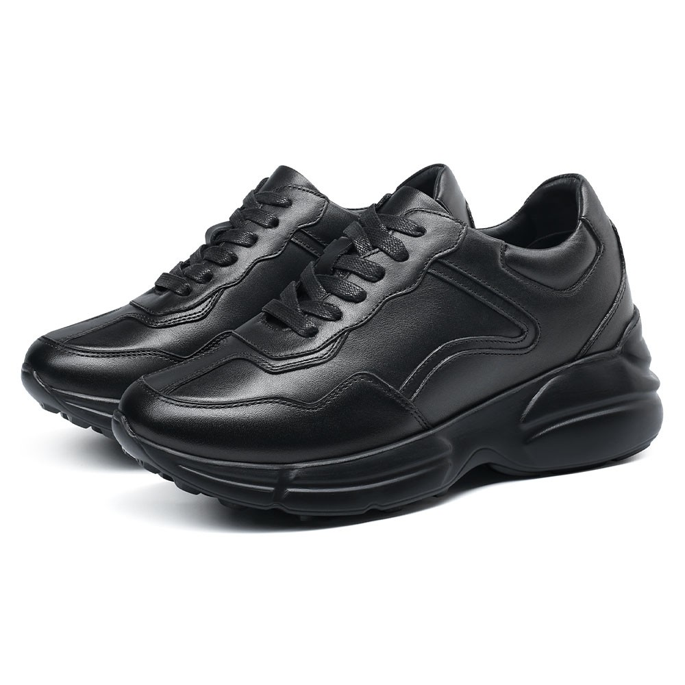 STRIDE Elevator Sneakers For Women - Women Wedge Heel Shoes - Black Casual Women Wedge Sneakers 8CM / 3.15 Inches (34)