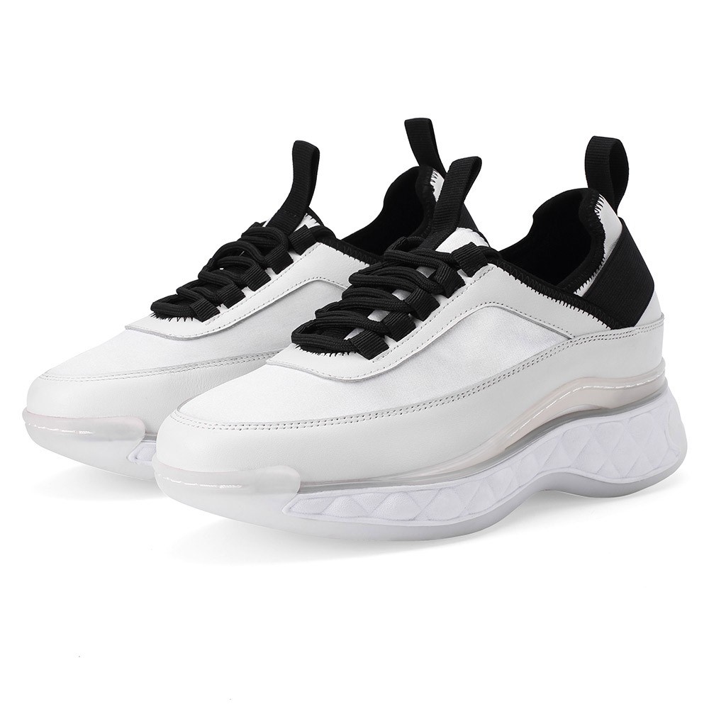 STRIDE Women Height Insoles Sneakers- Calfskin Meta White 8CM / 3.15 Inches Taller (34)