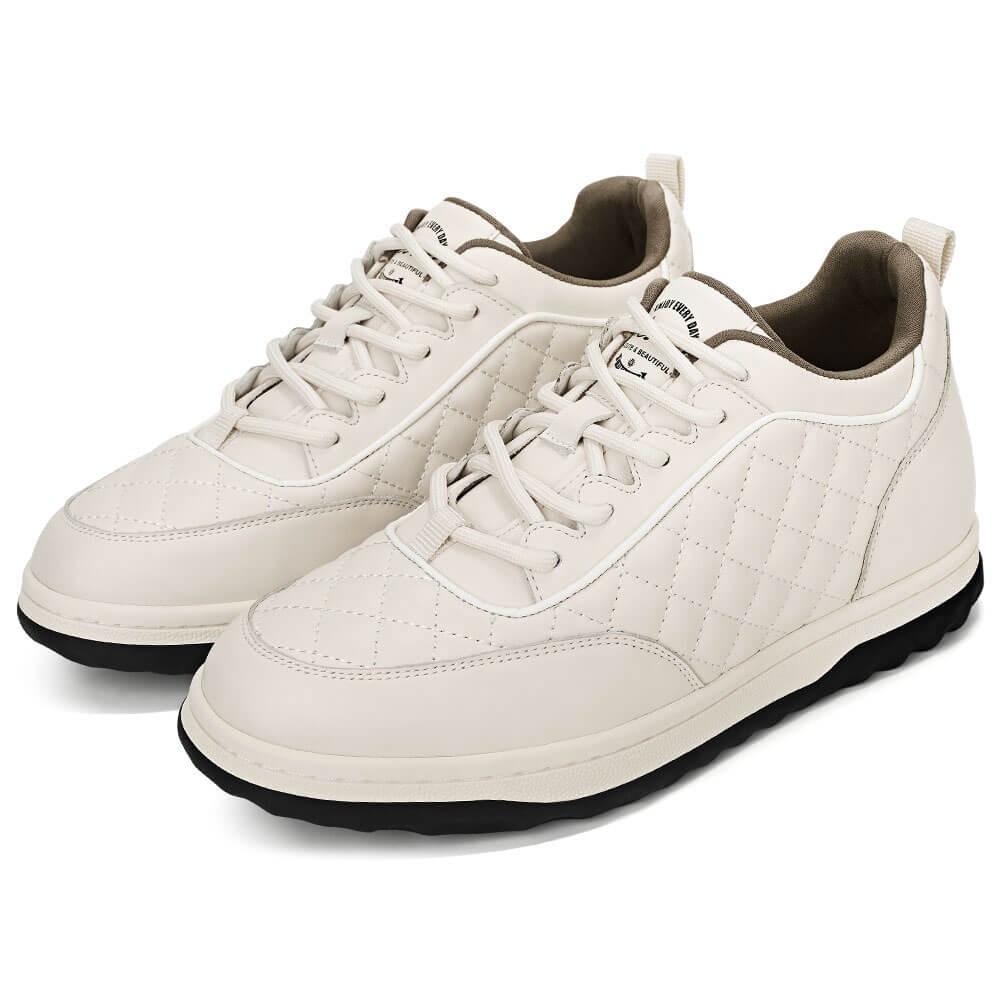 STRIDE Elevator Shoes For Women - Height Increasing Sports Shoes - Beige Casual Sneakers 6cm / 2.36 Inches (34)