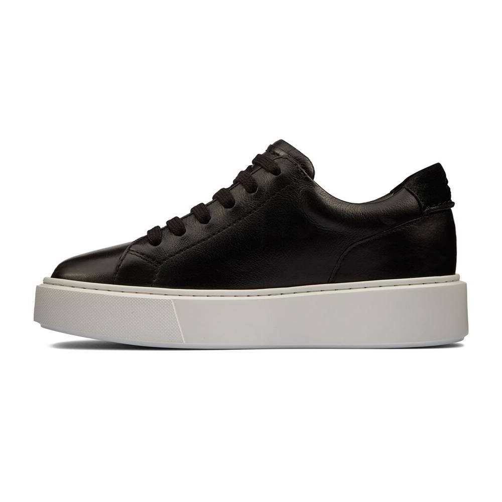 STRIDE Elevator Sneakers -Women Wedge Sneakers - Black Leather Sneakers That Add Height 7 CM / 2.76 Inches (34)