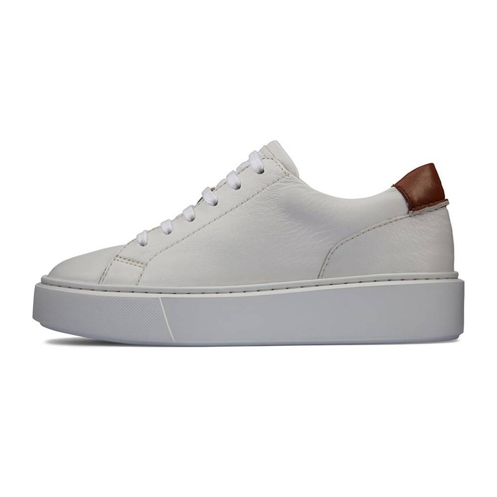 STRIDE Elevator Sneakers -Women Wedge Sneakers - White Leather Sneakers That Add Height 7 CM / 2.76 Inches (34)