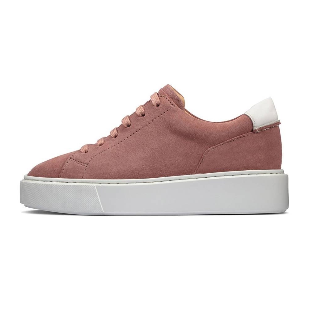 STRIDE 7 CM / 2.76 Inches Rose Suede Women Elevator Wedge Sneakers (34)