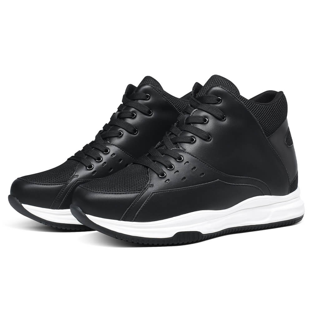 STRIDE Height Increasing Basketball Shoe Black High-Top Sneakers That Make You Taller 9.5 CM / 3.74 Inches (39)